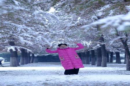 雪花落在她金黄的头发上。缩句