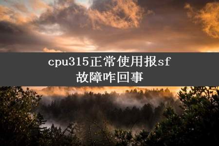 cpu315正常使用报sf故障咋回事