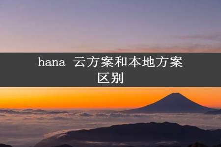 hana 云方案和本地方案区别