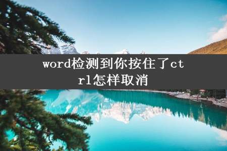 word检测到你按住了ctrl怎样取消