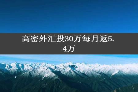 高密外汇投30万每月返5.4万