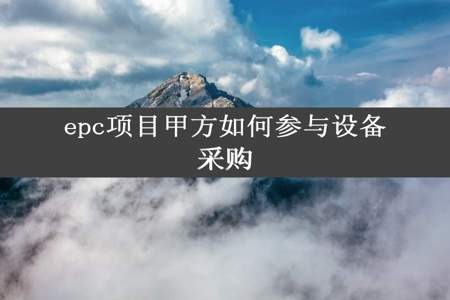 epc项目甲方如何参与设备采购