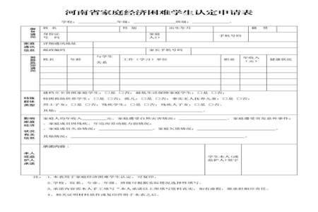 高中学生家庭经济困难学生认定申请表如何填