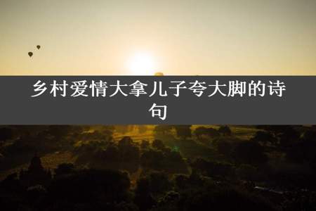 乡村爱情大拿儿子夸大脚的诗句