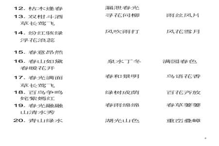 关于四季的四个字词语