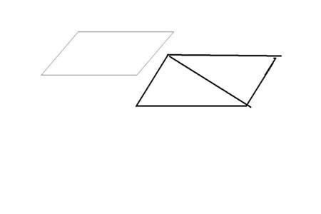 一个平行四边形切两刀变两个三角形