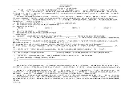 小学几年级语文有阅读理解