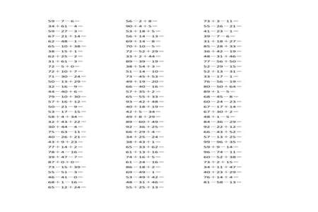 100以内的连加连减一等于几