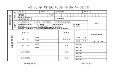 机动车驾驶人身体条件证明该怎样填写