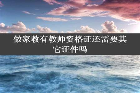 做家教有教师资格证还需要其它证件吗