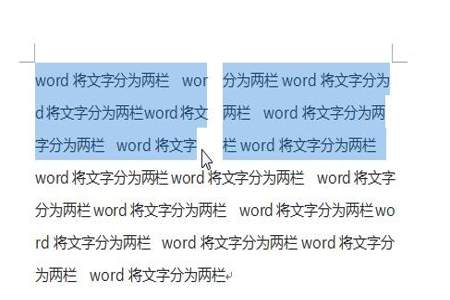 怎样将word中的文字分成两栏