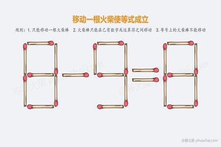 只移动一根火柴使等式成立3一2一1十7二8怎么做