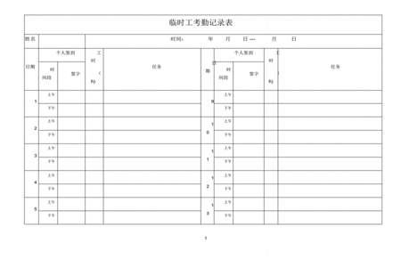 临时工考勤表怎么做