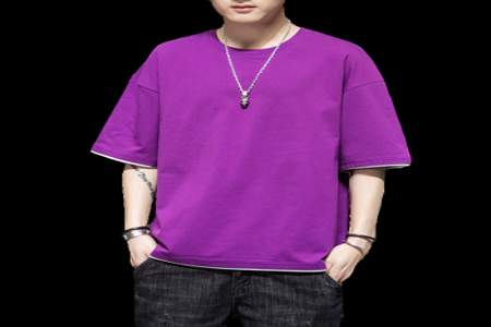 男士浅紫色T恤配什么短裤好呢