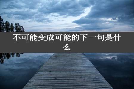 不可能变成可能的下一句是什么