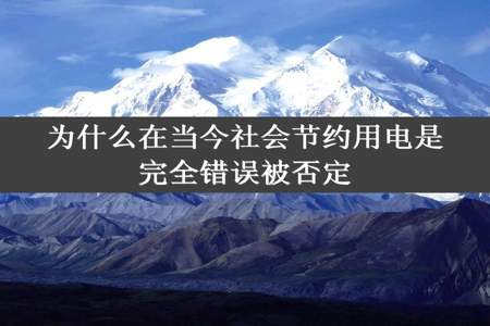 为什么在当今社会节约用电是完全错误被否定