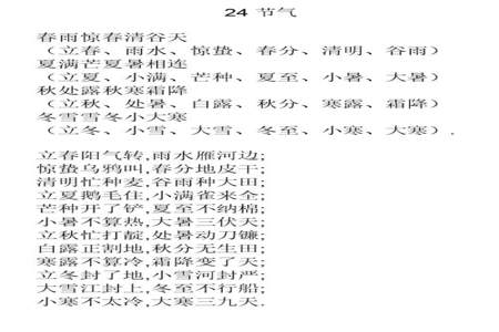 24节气歌里的24节气分别是什么