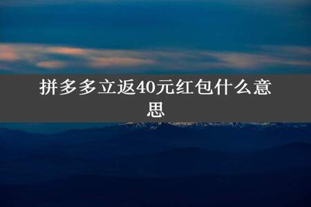 拼多多立返40元红包什么意思