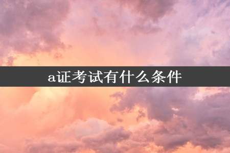 a证考试有什么条件