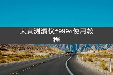 大黄测漏仪f999e使用教程