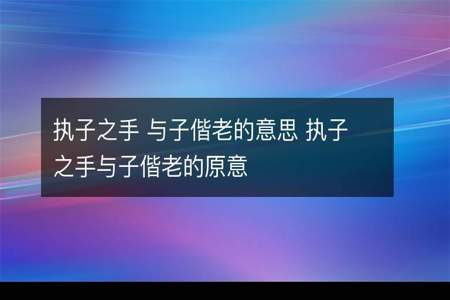 执子之手是什么意思