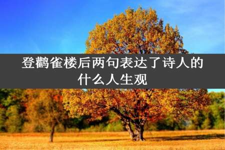 登鹳雀楼后两句表达了诗人的什么人生观