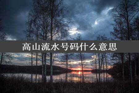 高山流水号码什么意思