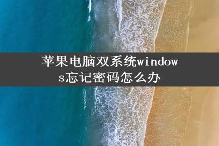 苹果电脑双系统windows忘记密码怎么办