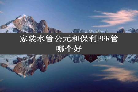 家装水管公元和保利PPR管哪个好