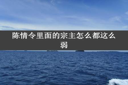 陈情令里面的宗主怎么都这么弱