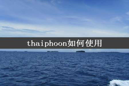 thaiphoon如何使用