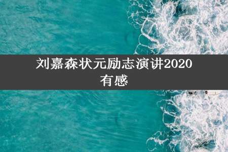 刘嘉森状元励志演讲2020有感