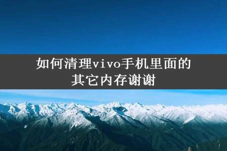 如何清理vivo手机里面的其它内存谢谢