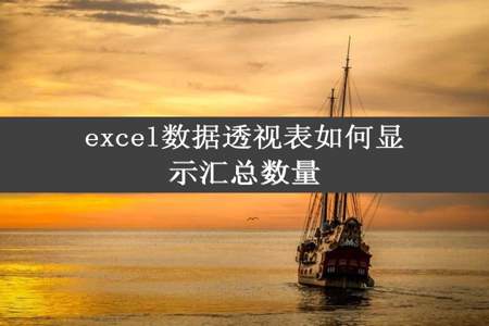 excel数据透视表如何显示汇总数量