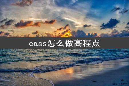 cass怎么做高程点