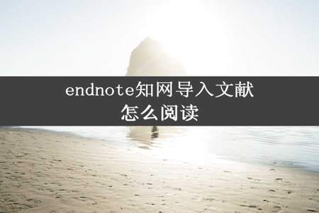 endnote知网导入文献怎么阅读