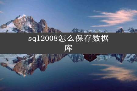 sql2008怎么保存数据库