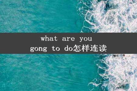 what are you gong to do怎样连读