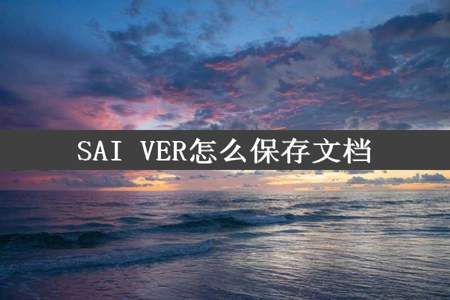 SAI VER怎么保存文档