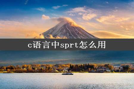 c语言中sprt怎么用