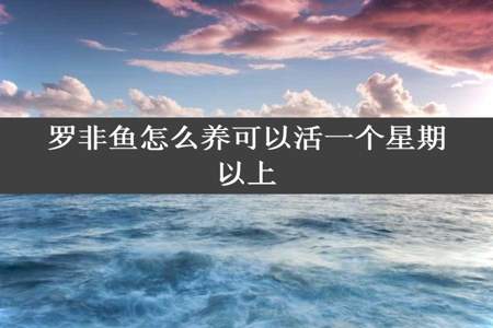 罗非鱼怎么养可以活一个星期以上