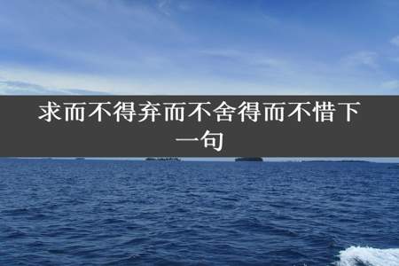 求而不得弃而不舍得而不惜下一句