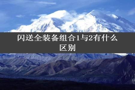 闪送全装备组合1与2有什么区别