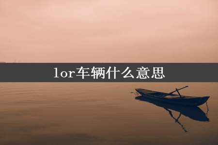 lor车辆什么意思