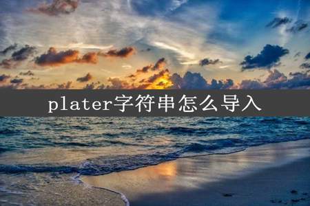 plater字符串怎么导入