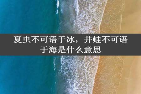 夏虫不可语于冰，井蛙不可语于海是什么意思