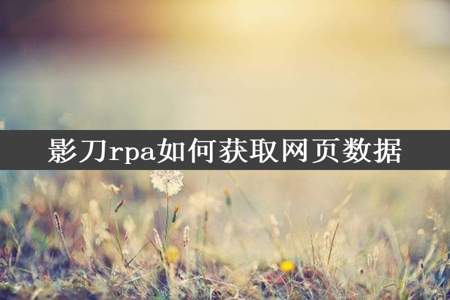 影刀rpa如何获取网页数据