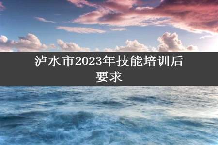 泸水市2023年技能培训后要求