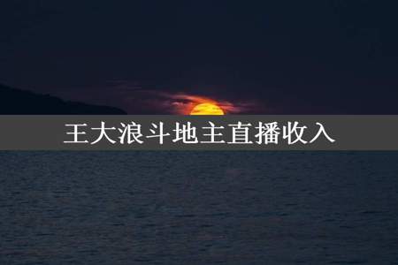 王大浪斗地主直播收入