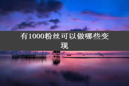 有1000粉丝可以做哪些变现